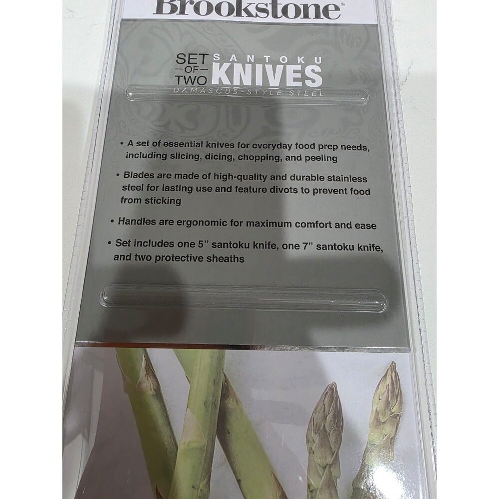New Brookstone Kitchen Knife 2 piece set Santoku knives 5" & 7" with Protective - Picture 3 of 3